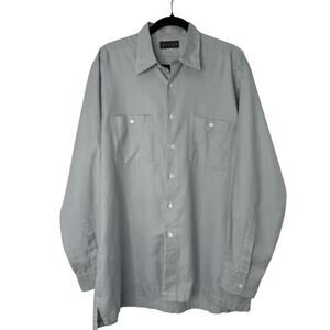 Sulka Gray White Houndstooth Cotton Button Down Shirt Men’s L